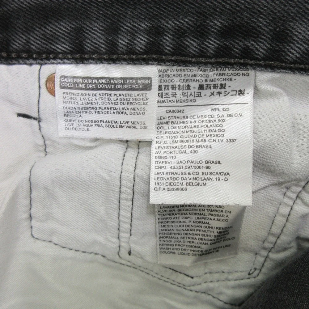 Levis 501 Mens 33x26 Black Jeans Button Fly Raw Hem Cropped
